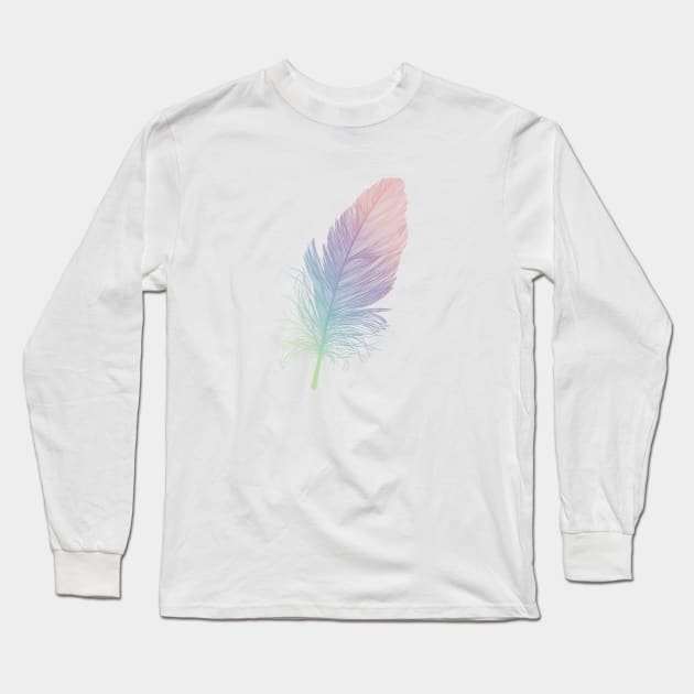 Rainbow Feather Long Sleeve T-Shirt by rianfee